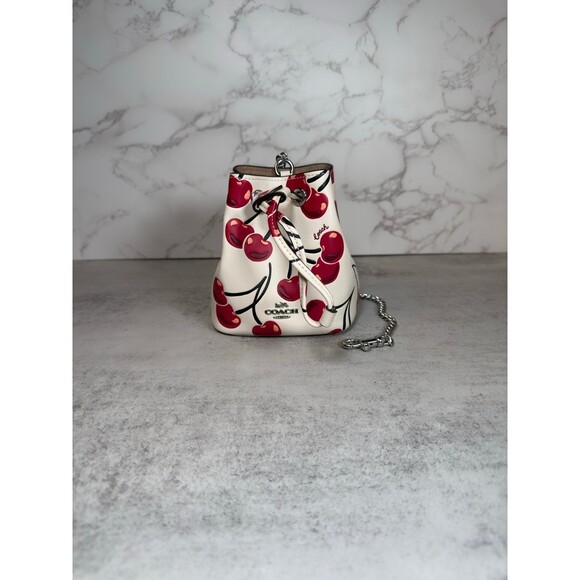 Coach CZ030 Drawstring Wristlet With Cherry Print - Picture 2 of 6